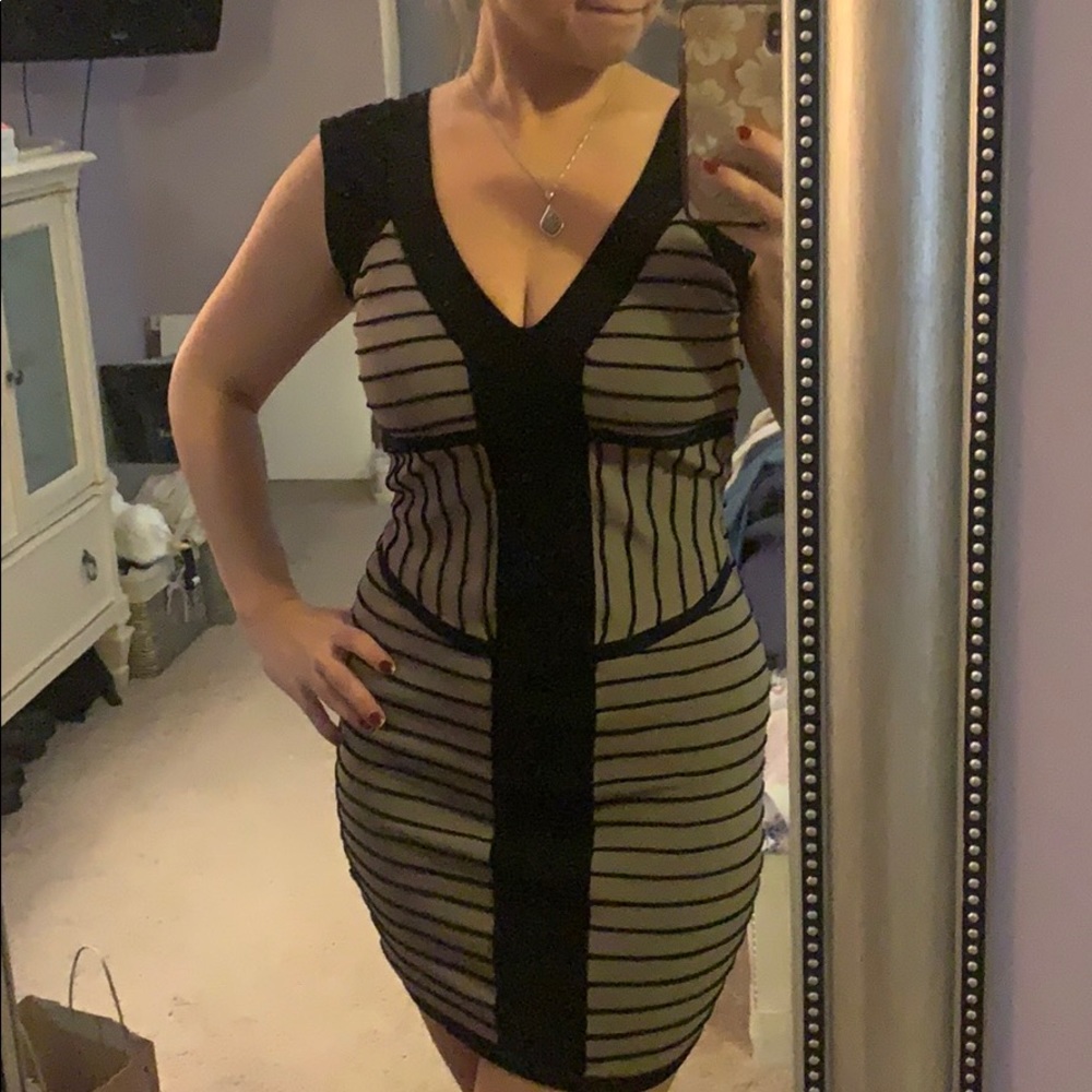 Black and Taupe Sexy Bodycon dress